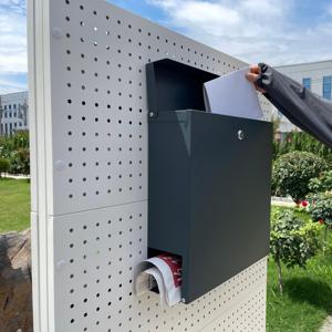 Hiện đại Hộp Thư ngoài trời Hộp Thư Kim loại thông minh Hộp Thư thép bưu kiện thả Hộp Treo Tường Hộp Thư màu xám Thư hộp nhà cho vườn - Product Image 5