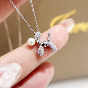 Accesorios de Perlas 31478DIY, Colgante de Plata S925 con Cuentas Redondas de 4-6 mm, Base Vacía para Colgante de Perro en Oro/Plata - Product Image 1