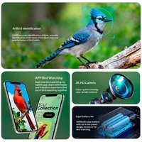 Accessoire pour animaux de compagnie, mangeoire à oiseaux intelligente avec caméra, mangeoire à oiseaux intelligente à énergie solaire avec identification des espèces par IA, surveillance vidéo