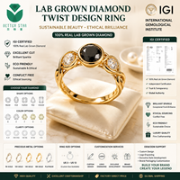 Bague de fiançailles pour femme en or jaune 14K 18K avec trois pierres de diamant vert fantaisie cultivé en laboratoire taille brillant rond, certifiée IGI