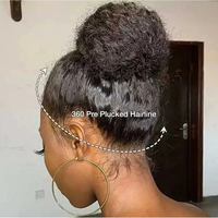 Perruque Invisible 360 Full HD Lace Glueless Kinky Straight en Cheveux Humains, Perruque Lace Front avec Cordon de Serrage, Perruque Frontale 360 de 30 Pouces