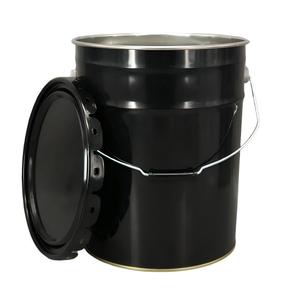 20 Litres Seaux vides en étain noir Seaux à peinture Barils avec couvercle et poignée - Product Image 1