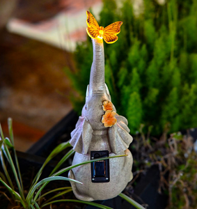 Statua di Elefante in Resina Solare, Eco-Friendly, Dipinta a Mano, Stile Romantico, Decorazione da Giardino per Regali di Inaugurazione Casa <span class=keywords><strong>e</strong></span> Compleanno - Product Image 3