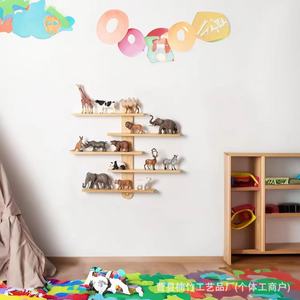 Wooden <b>Wall</b> <b>Mounted</b> <b>Shelf</b> Natural Color Float Design Multipurpose Storage For Living Room Display Rack - Product Image 3