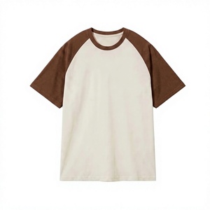T-shirt unisexe respirant en pur coton, décontracté, manches courtes raglan, col rond, patchwork de couleurs contrastées, logo personnalisé - Product Image 1