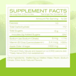 Gomitas de Vinagre de Sidra de Manzana con B12, <span class=keywords><strong>Sin</strong></span> <span class=keywords><strong>Gluten</strong></span>, Veganas, para el Metabolismo y Energí<span class=keywords><strong>a</strong></span> Diaria, Envío desde Almacén en EE. UU. - Product Image 2