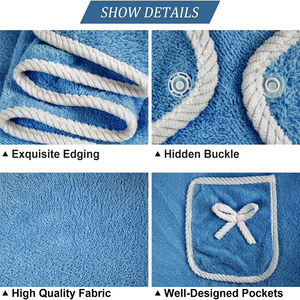 Vestido de playa de tela de rizo azul para mujer con ribete de cuerda blanca y bolsillo, tipo pareo para adultos - Product Image 5
