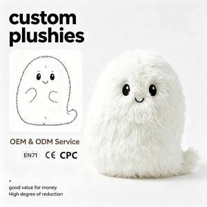 Peluche fantôme blanc doux personnalisée OEM, vente en gros, poupée en peluche fantôme effrayant pour Halloween, mascotte mignonne et moelleuse pour fêtes - Product Image 1