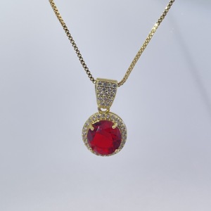 Collar con Colgante de Halo de Cristal Redondo con Piedras Preciosas Chapadas en Oro Tianyu Gems para Mujer, Joyería de Moda con Aspecto de Piedras Preciosas de Colores - Product Image 2