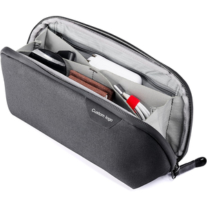 Small Tech Pouch, Black, Electronics Organizer for Travel or Everyday Carry, Origami-Style Storage, Cable Pass-Through - Product Image 3