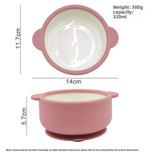 Plato de silicona para cenar, resistente a impactos, con ventosa, a prueba de golpes, juego de platos con compartimentos divididos, diseño fresco y lindo - Product Image 3