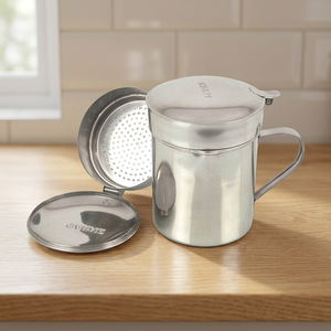 Juego de Recipientes para Aceite Calentable de Acero Inoxidable de Calidad Garantizada, con Tapa Abatible, 3 Unidades, Ecológicos, Hechos a Mano, Diseño Clásico Cilíndrico - Product Image 2