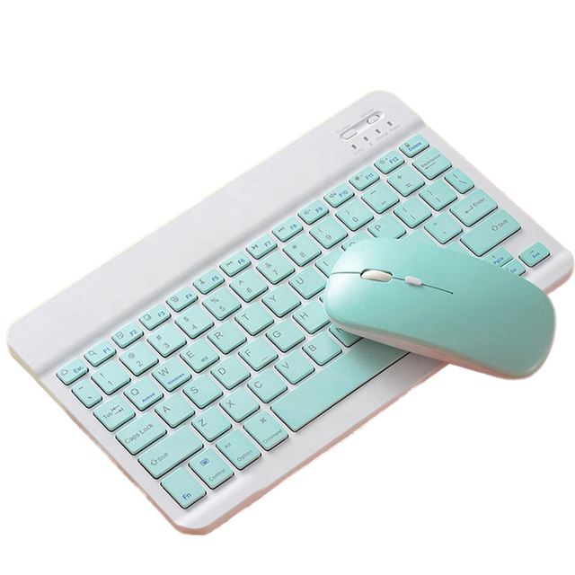 Portable Mini Wireless RGB Rechargeable Black Metal Mouse Wireless Multimedia Mini Mobile Phones Wireless BT Mini Keyboard