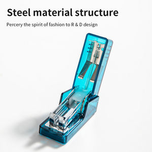 NS083F Azul Portátil Transparente Hand-held Grampeador Mini Escritório Doméstico Sem Esforço Grampeador 144pcs Por Carton Set - Product Image 4