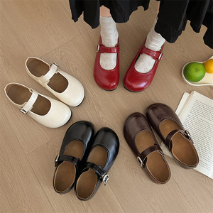 New Factory Wholesale Women's Red Flats - French Style, Round Toe, Soft Sole, Insole Height Increasing - Product Image 5