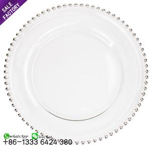 Borde embellecedor de oro rosa para boda, <span class=keywords><strong>cristal</strong></span> con cuentas, placa de <span class=keywords><strong>cristal</strong></span>, Cargadores para decoración, barato, venta al por mayor - Product Image 3
