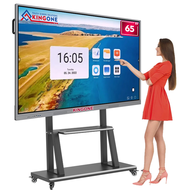 KINGONE 65-Inch 4K Digital Smart LED Interactive Board Multi-Touch Flat Panel for Classroom Teaching and Office Meetings