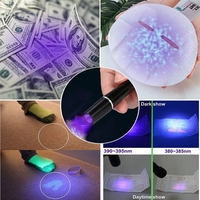 Pena lampu UV, 1W ultraungu, pena logam klip Mini, pena cahaya, lem UV 395nm, senter untuk uang, deteksi urin hewan peliharaan