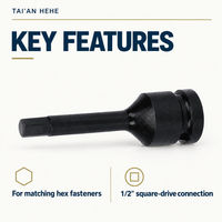 Soket Hex Bit 1/2 Inch Drive Satu Bagian Alat Tangan Kunci Hex Memanjang