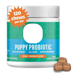 Nieuwe Aanwinst Lekkere Puppy Probiotica Zachte Granulaatjes Kalmerende Spijsverteringsondersteuning Immuunsysteemversterking Hoog Eiwitgehalte voor Jonge Puppy's OEM - Product Image 1