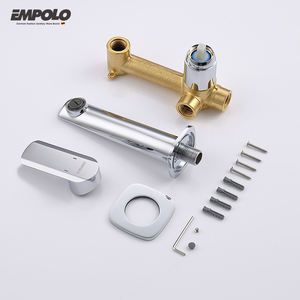 Grifo empotrado de latón para lavabo de Hotel, grifería de dos agujeros montada en la pared, alta calidad, color negro - Product Image 6