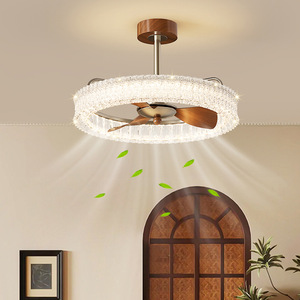 Ventilador de Techo con Lámpara Integrada, 3 Aspas de Madera, Material Acrílico, Regulación Continua, Control Inteligente - Product Image 1