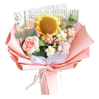 Buket Bunga Matahari dan Mawar Buatan Rajutan Tangan Modern untuk Natal, Ulang Tahun, Wisuda, dan Hari Valentine (Grosir, Lintas Negara)