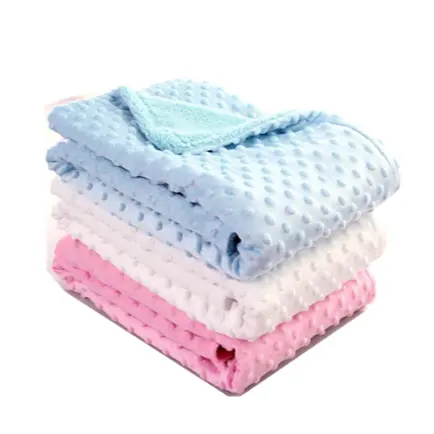 Thermal Plain Berber Fleece Double Layers Kids Baby Super Soft Swaddle Blanket