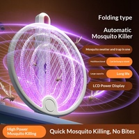 Raquette électrique anti-moustiques pliable pour usage domestique, rechargeable, lampe automatique attractrice de moustiques, tapette à mouches deux-en-un