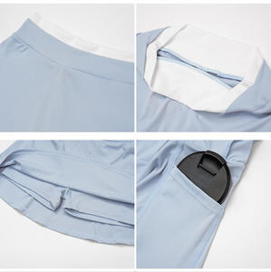 Jupe de tennis personnalisée à séchage rapide et respirante, jupe de golf taille haute côtelée deux pièces pour femme avec short SQ3129 - Product Image 3