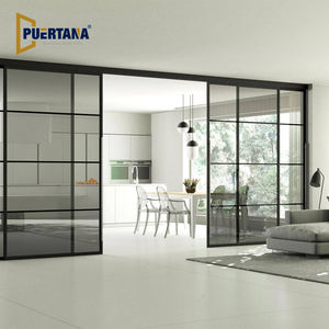 Drei-Vier-Fünf-Verbindungssystem Extrem Schmale Aluminium-Teleskop-Schiebetür Innen-Glastrennwand Raumteiler - Product Image 2