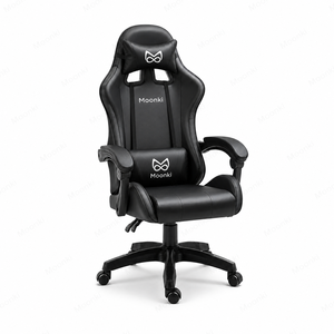 Chaise de jeu ergonomique Moonki en cuir PU, accoudoirs 4D, base pivotante, inclinaison manuelle, style exécutif - Product Image 1