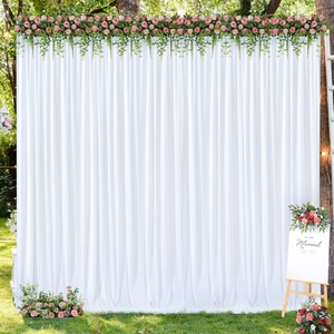 Tende Bianche per Sfondo, 2 Pannelli in Poliestere Antirughe, Drappeggi per Sfondi Fotografici, per Matrimoni e Feste - Product Image 2