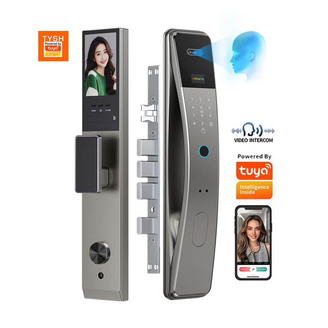 TYSH Ai Smart Door Lock Tuya 3d Face Recognition Automatic Smart Locks With Camera Smart Biometric Security Door Lock