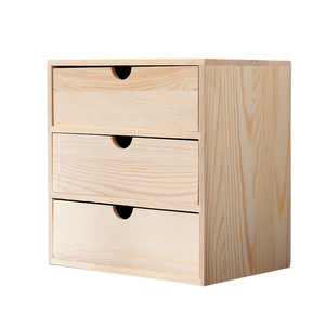 Three Drawer Wooden Desk Organizer Storage Cabinet Office Supply <b>Box</b> With Calculator Holder Simple Design For Home Office Use - Product Image 5