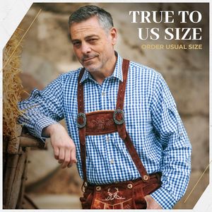 Chemise bavaroise sur mesure pour homme, chemise à carreaux verts à manches longues, col rabattu, chemise décontractée pour Lederhosen allemands - Product Image 6