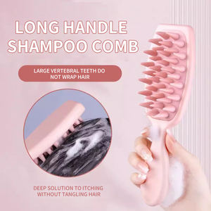 Peigne à shampooing ionique pour femmes avec manche long, dents en silicone souples, nettoyage du <span class=keywords><strong>cuir</strong></span> <span class=keywords><strong>chevelu</strong></span>, brosse de massage pour cheveux, style salon - Product Image 6