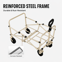 Carreta Plegable Resistente, Carrito Utilitario Plegable, Carretilla de Jardín Portátil Todoterreno con Ruedas Giratorias de 360° para Exteriores