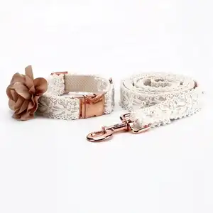 Wedding Ombre Designer Rope White hands free dog collar and leash set accessories lace dog leash