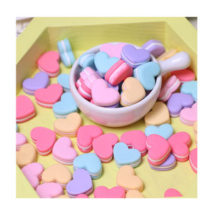 Hạt Cườm Hình Trái Tim Đáy Phẳng Dễ Thương 100 Hạt Charm Nhựa Resin Phong Cách Macaroon Sặc Sỡ Để Trang Trí Phụ Kiện - Product Image 3