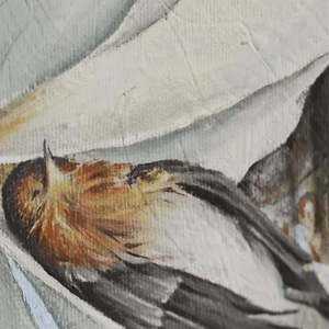 Dipinto a Olio Astratto con Texture Intensa, Ritratto Femminile con Fiore di Magnolia e Uccello, <span class=keywords><strong>Arte</strong></span> Murale 3D su Tela - Product Image 6