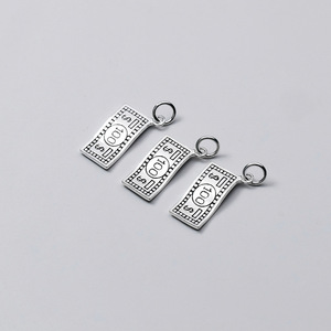 Vendite calde 925 sterling black silver bank note dollar sign charms per collana gioielli che fanno ciondolo - Product Image 2