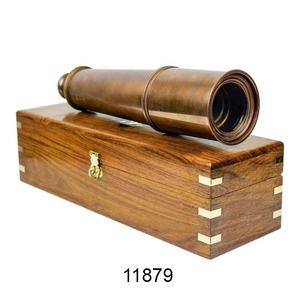 Telescopio monocular extraíble de cuero de latón antiguo con caja de madera Diseño marino vintage Proveedores mayoristas indios - Product Image 6