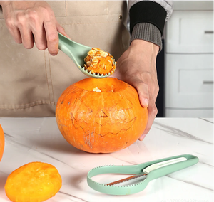 Outil de sculpture de citrouille multifonctionnel pliable 3 en 1 pour la décoration d'Halloween, fournitures de découpe de citrouille, évideur à légumes - Product Image 3