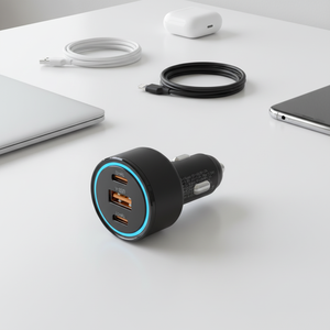 Chargeur de voiture STW Metal 3 ports 2USB-C 1USB-A, chargeur rapide, adaptateur voiture, charge rapide type-C, charge rapide PD - Product Image 4