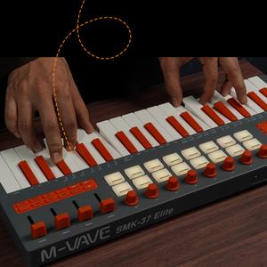 Clavier MIDI M-VAVE SMK-37 Elite - Contrôleur portable 37 touches avec <span class=keywords><strong>synthétiseur</strong></span> intégré et pads RGB, 16 pads, 8 encodeurs - Product Image 5