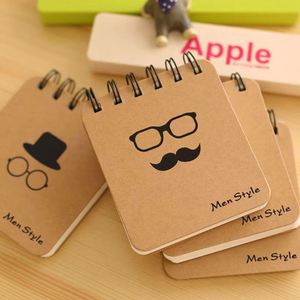 <b>Mini</b> Kraft Paper Spiral Bound <b>Notebooks</b> Men's Style Pattern Pocket Daily Notes Office School Stationery Supplies A7 Gift - Product Image 5