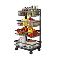 Chariot de rangement multi-niveaux en fil métallique pour cuisine, idéal pour fruits et légumes, organisateur d'ustensiles de cuisine d'angle - Vente en gros usine