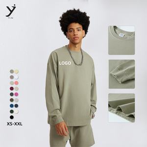 Camiseta de manga larga de algodón puro de 270g, diseño de lavado Retro de talla grande, ofrece durabilidad y moda atemporal para ocasiones Casuales - Product Image 1