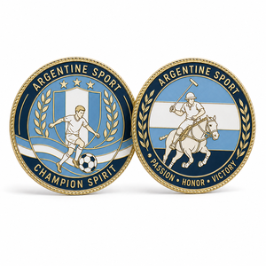 Moneda Conmemorativa Personalizada de Aleación de Zinc con Logotipo de Esmalte Duro, Temática Deportiva <span class=keywords><strong>Argentina</strong></span>, Doble Cara, para Fútbol y Polo - Product Image 1